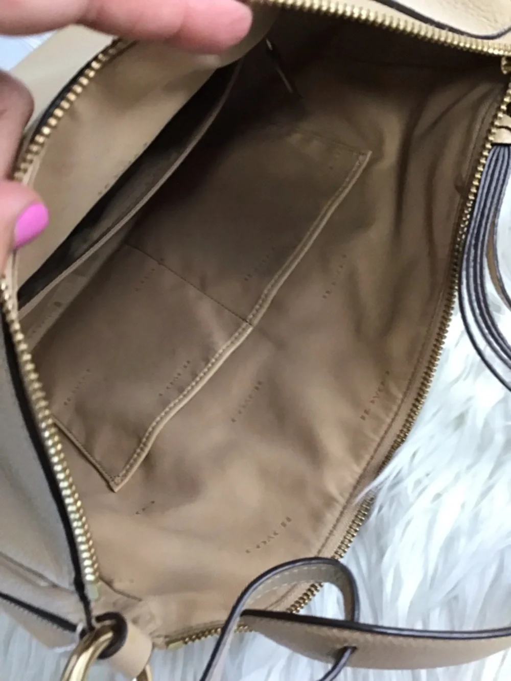 Coach Pebbled Leather Hobo Beige